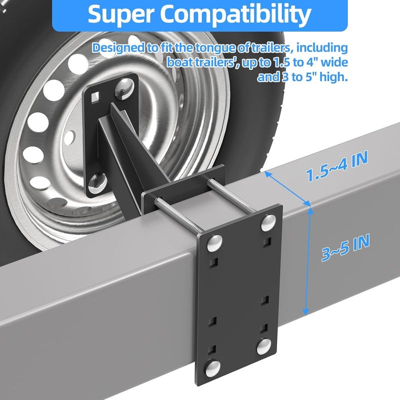 Foozet Trailer Spare Tire Mount,Boat Accessories, Rv Accessories Spare Tire Mount for Utility Trailer,Fits 4 & 5 & 6 Lugs Trailer Wheels on 4" - 5.5'' Bolt Patterns,Up to 150 Lbs - Image 3